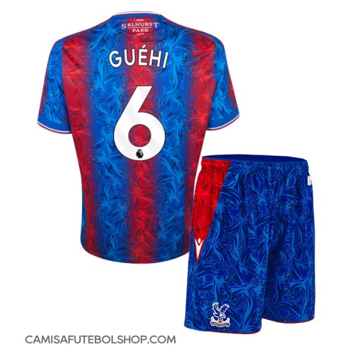 Camisa de time de futebol Crystal Palace Marc Guehi #6 Replicas 1º Equipamento Infantil 2024-25 Manga Curta (+ Calças curtas)